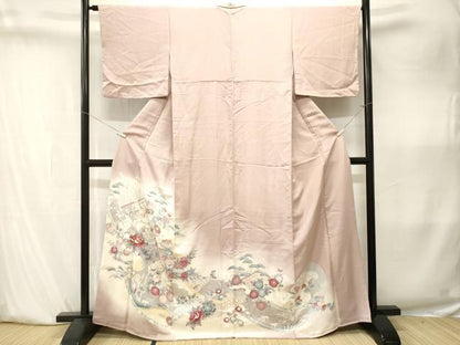 平和屋着物■訪問着　駒刺繍　松竹梅蒔絵群鶴花文　暈し染め　金彩　正絹　逸品　CABK4030ev
