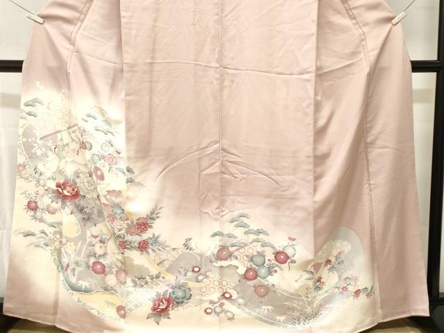 平和屋着物■訪問着　駒刺繍　松竹梅蒔絵群鶴花文　暈し染め　金彩　正絹　逸品　CABK4030ev