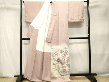 平和屋着物■訪問着　駒刺繍　松竹梅蒔絵群鶴花文　暈し染め　金彩　正絹　逸品　CABK4030ev