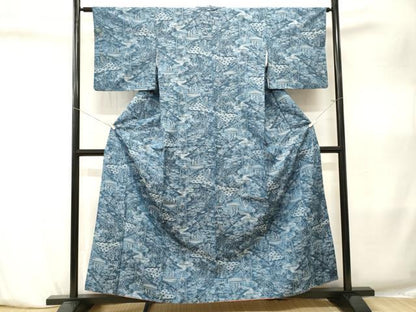 平和屋着物■上質な紬　切嵌風景文　正絹　逸品　CABK4034ev