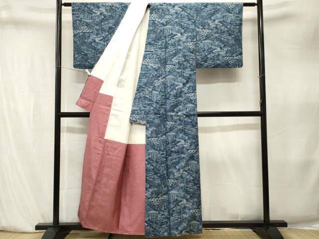 平和屋着物■上質な紬　切嵌風景文　正絹　逸品　CABK4034ev