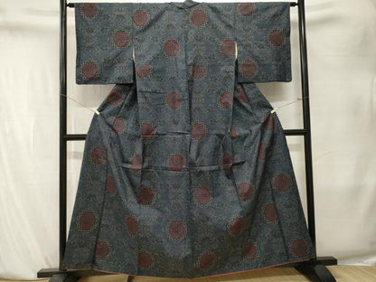平和屋着物■本場大島紬　7マルキ　幾何学花文　正絹　逸品　CABK4035ev