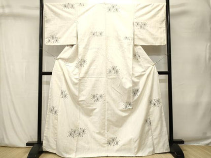 平和屋着物■上質な紬　麻の葉文　正絹　逸品　CABK4036ev