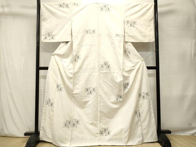平和屋着物■上質な紬　麻の葉文　正絹　逸品　CABK4036ev