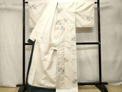 平和屋着物■上質な紬　麻の葉文　正絹　逸品　CABK4036ev