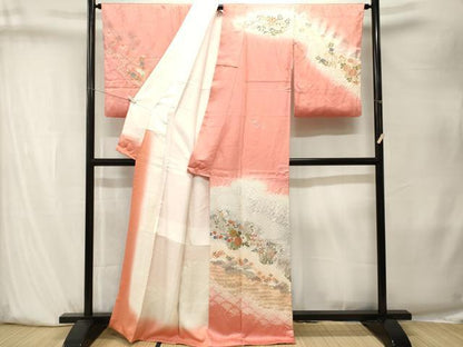 平和屋着物■訪問着　絞り　道否が松竹梅花文　暈し染め　金銀彩　正絹　逸品　CABK4039ev