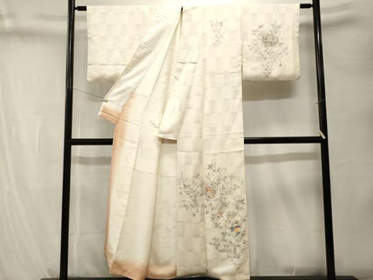 平和屋着物■訪問着　刺繍　仕覆　草花文　正絹　逸品　CABK4045ev