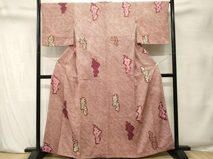 平和屋着物■上質な小紋　総絞り　草花文　正絹　逸品　CABK4048ev