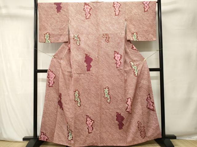 平和屋着物■上質な小紋　総絞り　草花文　正絹　逸品　CABK4048ev