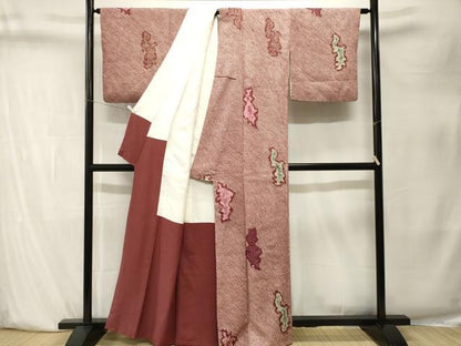 平和屋着物■上質な小紋　総絞り　草花文　正絹　逸品　CABK4048ev