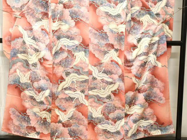 平和屋着物■豪華振袖　松葉飛鶴文　暈し染め　金彩　正絹　逸品　CABK4050ev
