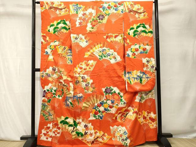 平和屋着物■豪華振袖　駒刺繍　檜扇松竹梅花文　金彩　正絹　逸品　CABK4051ev