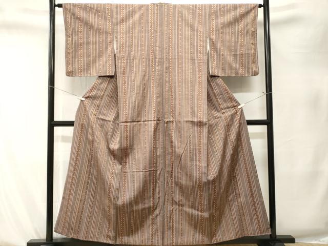平和屋着物■上質な紬　幾何学花間道　正絹　逸品　CABK4053ev