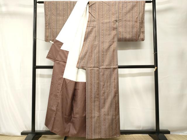 平和屋着物■上質な紬　幾何学花間道　正絹　逸品　CABK4053ev