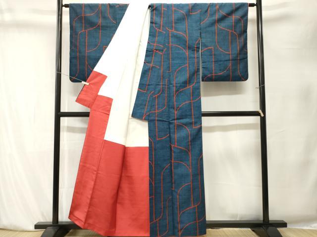 平和屋着物■上質な紬　抽象文　正絹　逸品　CABK4054ev