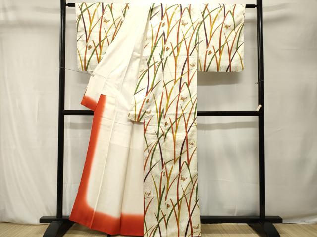 平和屋着物■上質な小紋　草木舞蝶文　金彩　正絹　逸品　CABK4058ev