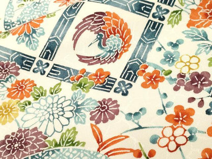 平和屋着物■上質な小紋　型染め　松竹梅地紙花鳥文　正絹　逸品　CABK4059ev