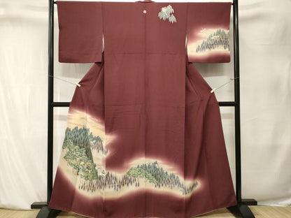 平和屋着物■訪問着　飛鶴樹林文　暈し染め　金銀彩　正絹　逸品　CABK4060ev