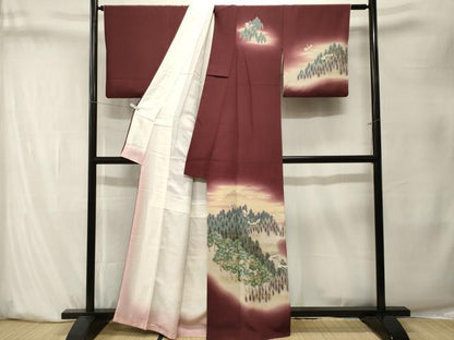 平和屋着物■訪問着　飛鶴樹林文　暈し染め　金銀彩　正絹　逸品　CABK4060ev