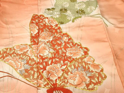 平和屋着物■豪華振袖　駒刺繍　舞蝶花文　暈し染め　金彩　正絹　逸品　CABK4068ev