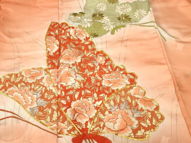 平和屋着物■豪華振袖　駒刺繍　舞蝶花文　暈し染め　金彩　正絹　逸品　CABK4068ev