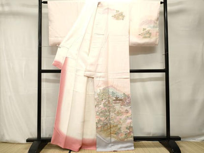 平和屋着物■訪問着　風景文　暈し染め　金銀彩　正絹　逸品　CABK4070ev