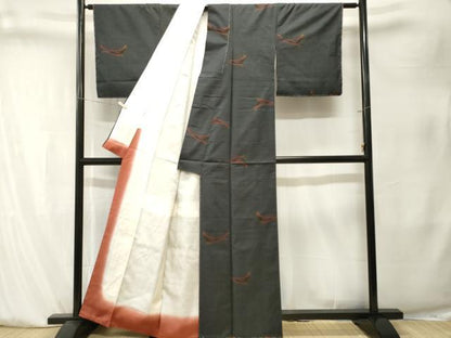 平和屋着物■本場大島紬　7マルキ　鳥　正絹　逸品　CABK4075ev