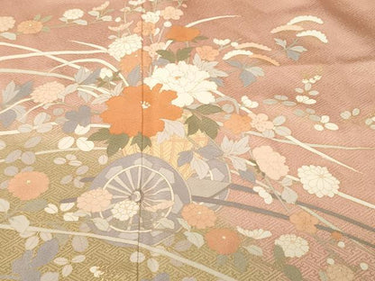 平和屋着物■訪問着　花車文　枝花文　暈し染め　金彩　正絹　逸品　CABK4076ev