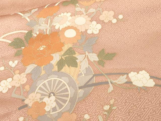 平和屋着物■訪問着　花車文　枝花文　暈し染め　金彩　正絹　逸品　CABK4076ev