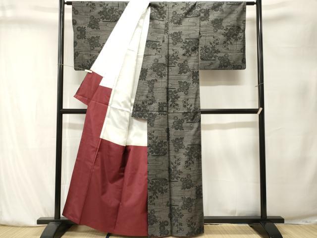 平和屋着物■本場大島紬　9マルキ　エ霞草花文　大丸扱い　正絹　逸品　CABK4079ev