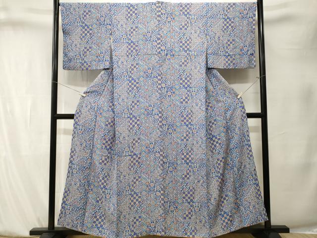 平和屋着物■上質な小紋　吉祥花文　正絹　逸品　CABK4084ev