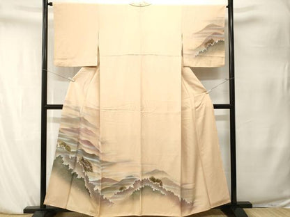 平和屋着物■訪問着　遠山風景文　暈し染め　金彩　正絹　逸品　CABK4085ev