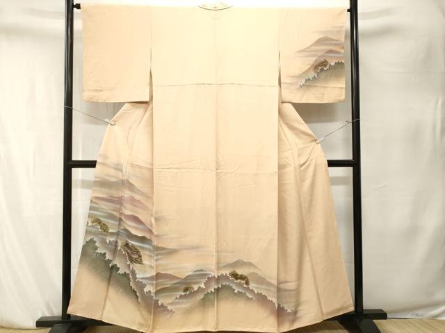 平和屋着物■訪問着　遠山風景文　暈し染め　金彩　正絹　逸品　CABK4085ev