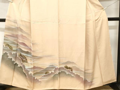 平和屋着物■訪問着　遠山風景文　暈し染め　金彩　正絹　逸品　CABK4085ev