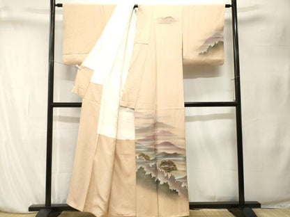 平和屋着物■訪問着　遠山風景文　暈し染め　金彩　正絹　逸品　CABK4085ev