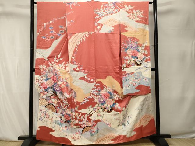 平和屋着物■豪華振袖　駒刺繍　流水籬鴛鴦花車文　金彩　正絹　逸品　CABK4087ev