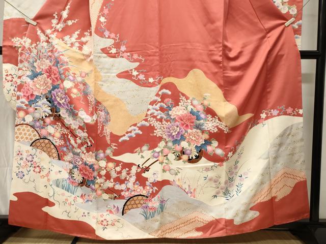 平和屋着物■豪華振袖　駒刺繍　流水籬鴛鴦花車文　金彩　正絹　逸品　CABK4087ev