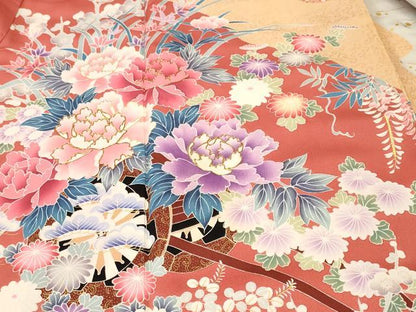 平和屋着物■豪華振袖　駒刺繍　流水籬鴛鴦花車文　金彩　正絹　逸品　CABK4087ev