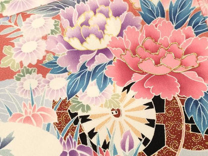平和屋着物■豪華振袖　駒刺繍　流水籬鴛鴦花車文　金彩　正絹　逸品　CABK4087ev