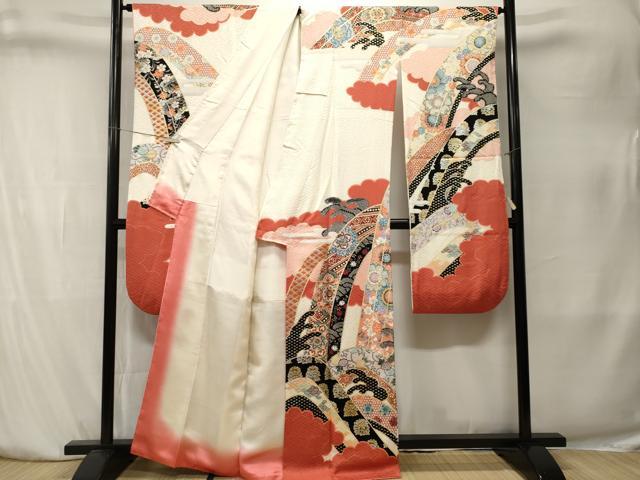 平和屋着物■豪華振袖　刺繍　立波花唐草文　金銀彩　正絹　逸品　CABK4088ev