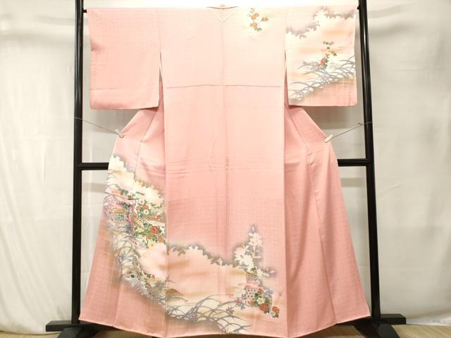 平和屋着物■訪問着　几帳草花文　シルエット　暈し染め　正絹　逸品　CABK4089ev