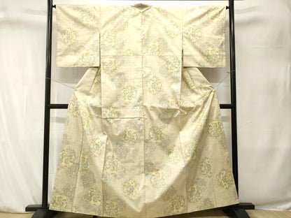 平和屋着物■本場大島紬　白大島　亀甲草花文　正絹　逸品　CABK4090ev