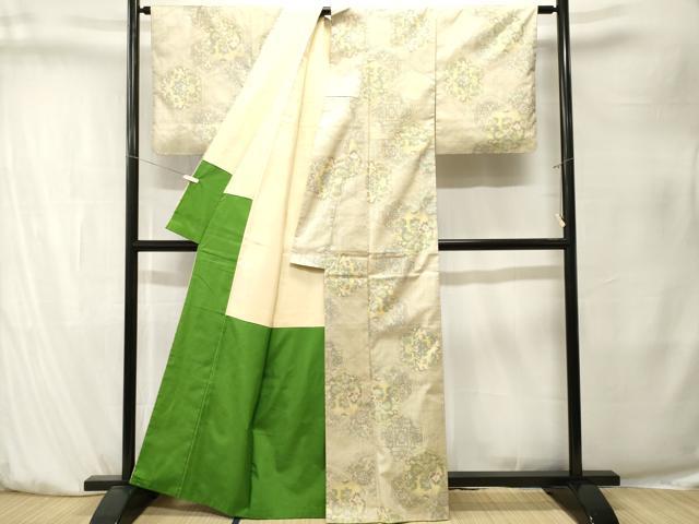 平和屋着物■本場大島紬　白大島　亀甲草花文　正絹　逸品　CABK4090ev