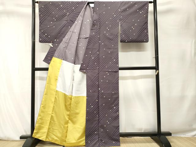 平和屋着物■小紋　斜線花文　胴抜き仕立て　洗える着物　CABK4094ev