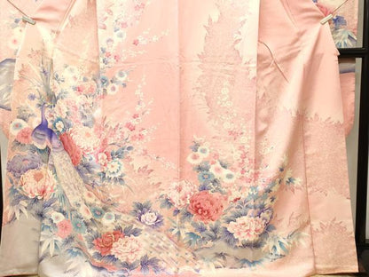 平和屋着物■豪華振袖　駒刺繍　孔雀乱菊花文　暈し染め　金彩　正絹　逸品　CABK4096ev