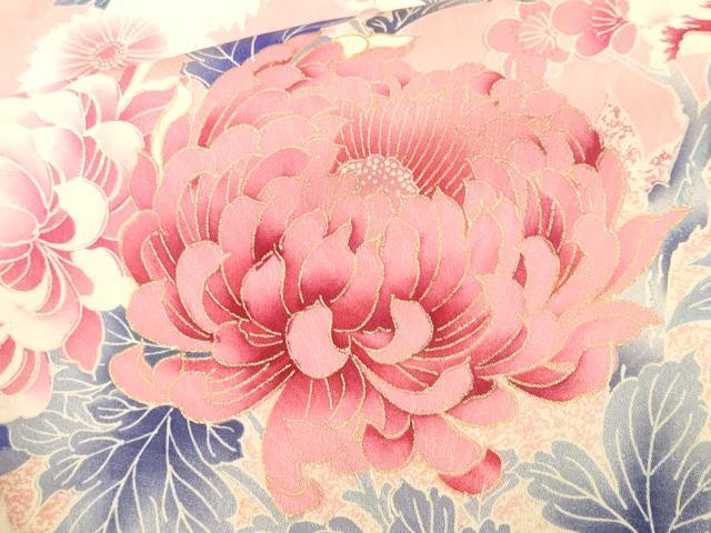 平和屋着物■豪華振袖　駒刺繍　孔雀乱菊花文　暈し染め　金彩　正絹　逸品　CABK4096ev