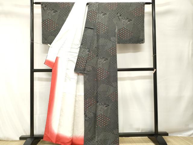 平和屋着物■江戸小紋　吉祥小紋柄　黒地　正絹　逸品　CABK4097ev