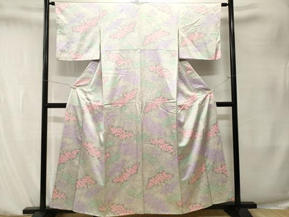 平和屋着物■上質な小紋　枝花文　正絹　逸品　CABK4098ev