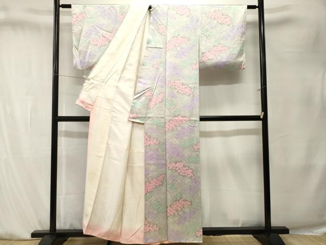 平和屋着物■上質な小紋　枝花文　正絹　逸品　CABK4098ev
