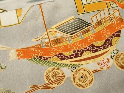 平和屋着物■豪華黒留袖　駒刺繍　鉾　風景文　暈し染め　金彩　正絹　逸品　CABK4099ev